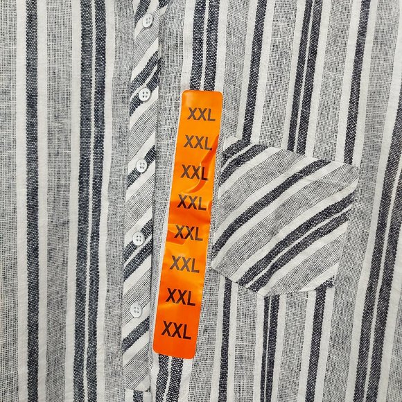 Adrienne Vittadini Tunic Dress Womens Gray XXL Linen Blend Button Up Striped - Picture 11 of 13
